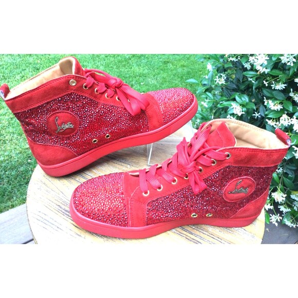 Christian Louboutin Sz 41 US 8 Red Crystal Pavot Suede Custom Strass Sneaker Men main image 8